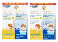 Equate Children's Homeopathic Daytime & Nighttime Cold & Mucus Liquid Twin Pack, 4 fl oz, 2 Pack (Pack of 2)