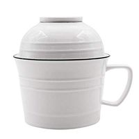 Bowl Instant Noodle Folk culture bowl With Lid Ceramic Cup Folk culture bowl For Dormitory, Soup Folk culture bowl, Salad Folk culture bowl Cooking & Dining (Color : White, Size : 18.5 16cm) Househo