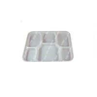 PlasticThali - Six Compartment white Plastic Plate (Virgin Plastic) (50)