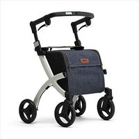 Rollz Flex Rollator Shopper Walker with Hand Grip for Seniors | 2-in-1 Modern Walker with Seat and Brakes (Denim Grey, Small 20.6")