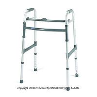 Single-Button Folding Walker Without Wheels 21" W x 16-3/4" D x 30" H, 1-1/8" Tip, 30" to 37" Height Adjustment (1 Each, 1 Each)