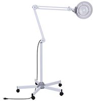 Magnifying Floor Lamp, Salon Magnifier Lamp 5X Floor Lamp Rolling Stand Adjustable Swivel Arm Bright Magnifying Light LED