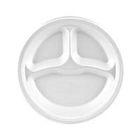 Dart 10CPWCR 10.25 in White Unlaminated Foam 3 Comp Plate (Case of 500)