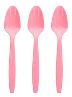 Amcrate Pink Disposable Medium Weight Plastic Spoons - Ideal for Weddings, Party’s, Birthdays, Dinners, Lunch’s. (Pack of 100)