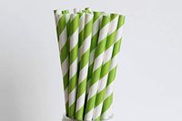 Lime Green Striped Paper Straws (100)