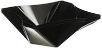 Party Essentials Hard Plastic 41 oz Square Twist Serving Bowls, Black, Pack of 3