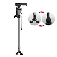 Crutches Portable Walking Fixed Small Four-Pointed Cane Mobility Walking Stick Aluminum Alloy Non-Slip Cane Lighted Massage Magnetic Therapy Multi-Function Handle Walking Walker Life Assistant,B