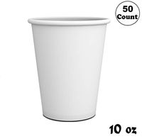 10oz White Paper Coffee Cups - (50 Count) by EcoQuality - Disposable Coffee Cups - Hot Drink, Tea, Coffee, Cappuccino, Hot Chocolate, Chai, Chai Latte
