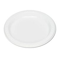 Tablemate 7644WH Plastic Dinnerware, Plates, 7-Inch dia, White, 125/Pack