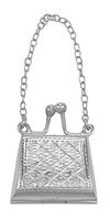 Small Etched Quilted Design Purse Locket/Pill Box in Fine Sterling Silver