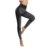 Sunhusing Ladies Seamless Raise Hip Solid Color Elastic Waist Sports Fitness Hygroscopic Trousers Yoga Pants(Black,L)
