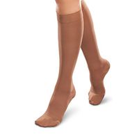 Therafirm Opaque Womens Knee High Support Stockings - Moderate (20-30mmHg) Graduated Compression Nylons (Bronze, Large Short)