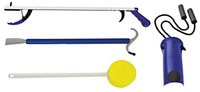 Blue Jay An Elite Healthcare Brand Bending Hip Kit 4 Piece Combo Pack include 26 inch Reacher | Sock Aid with Foam Handles and Dressing Stick | Plastic Shoehorn for Surgery Recovery - 24 Inches