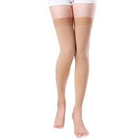 Footless Compression Stockings Women Men, Thigh-High Firm Support 20-30 mmHg Graduated Compression Socks - Moderate Medical Support Hose Swelling Varicose Veins Edema (Beige, XX-Large)