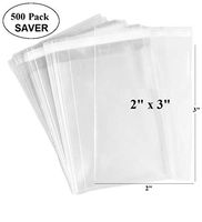 500ct Adhesive Treat Tiny Clear Bags 2x3-1.4 mils Thick Self Sealing OPP Poly Bags for Jewelry Candies (2" x 3" - 500ct)