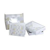 JAM Paper Handmade Recycled Foldover Card Sets in Box - 5 1/2" x 4 1/2" - Teal with Purple Squares - Sold Individually