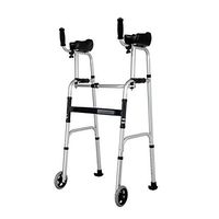Walking Frames Lightweight Aluminium Walker Folding Adjustable Height with 5" Wheels with Durable Sponge Handles for Seniors Rollators Fauay