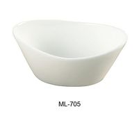 Yanco ML-705  6.5 oz Oval Fruit Bowl, 5.5" Length x 3.25" Width,  Porcelain, Super White, Pack of 36