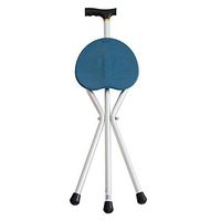 XIHAA With Seat Canes Stool Folding Light Weight With Handle Non-Slip Tripod Adjustable Portable Aluminum Alloy Oversized Material Cushion Crutch Stools (Blue)