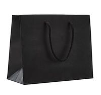 Prime Time Packaging Heavy Duty Standard Original Style Paper Tote Bag Set for Gifts, Party, Baby Shower, Kid’s Birthdays, Weddings, Lunch, Black Matte, Pack of 100