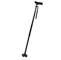 XIZH Small Four-Footed Black Cane Folding Cane Walking Stick Non-Slip Telescopic Stick Old Man