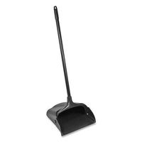 253100 BLA Rubbermaid LobbyPro Upright Dust Pan - 12.50" Wide - 31" Metal Handle - Rear Wheels - PlasticPan - BlackPan