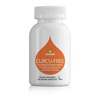 Unived Curcu-Free, Highest 'Free Unconjugated Curcuminoids Delivery', Patented CurQfen (Curcumin & Fenugreek), 500mg Curcumin, Water Based, Non-Nano, No Solvent, 60 Vegan Caps, 1 Daily, 2 Month Supply