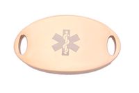 Rose Gold Stainless Medical Alert Oval ID Tag for Bracelet - Diabetes Type 1