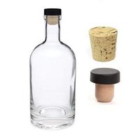 Nakpunar 25 oz Nordic Heavy Base Glass Liquor Bottle with T-Top Synthetic Cork with Bonus Regular Bottle Cork - Made in USA