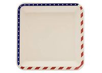 [500 COUNT] 9.5" inches American Flag Contemporary Bagasse Eco Disposable Plates Natural Sugarcane Fibers Compostable Environmental Friendly Paper Plastic Alternative 100% by-product (Red/White/Blue)