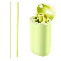 Rnker Reusable Silicone Collapsible Straws Portable Drinking Straw with Carrying Case and Cleaning Brush for Cold Beverage, Coffee and Smoothie (Green)