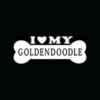 I LOVE MY GOLDENDOODLE Sticker Bone Vinyl Decal Dog Puppy Mix Poodle Retriever - Die cut vinyl decal for windows, cars, trucks, tool boxes, laptops, MacBook - virtually any hard, smooth surface