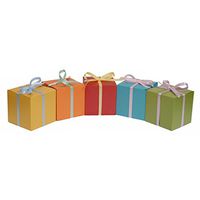 30ct Treat Favor Boxes 4x4x4 - Vintage European Pearlescent Paper in Assorted Colored for Wrapping Gifts Party Birthday Wedding Baby Shower Craft (Gold Red Blue Green Orange)