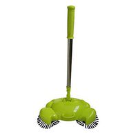 NHSUNRAY 3 in 1 Household Hand Push Automatic Sweeping Robot Broom Dustpan and Trash Bin, Multi-Functional Floor Vacuum Cleaner without Electricity (Green)