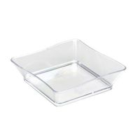 Fineline Settings 6201-CL, 2.25x2.25-Inch Clear Plastic Tiny Trays, Disposable Serving Dish, Catering Plates, Salad Sauce Dessert Platter Bowls (50)