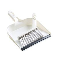 White Dustpan and Brush Set Combination Desk Keyboard Pet House Cleaning Brush Easy Cleanup