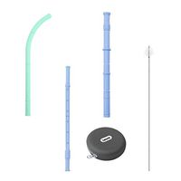 Reuseable silicone collapsible straws-3 pack protable drinking straw with carrying case and cleaning brush BPA free