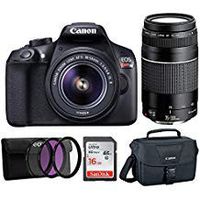 Canon EOS Rebel T6 18MP DSLR 18-55mm, 75-300mm Lenses, Bonus SD Card, and WiFi