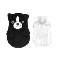 Classic Rubber Transparent Hot Water Bottle with Cute Animal Dog Pattern Cartoon Plush Cover
