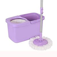 Double Effect Mop Free Hand Washing Mop Rotating Mop Bucket Wet And Dry Microfiber Mop Head Double Drive Dry Mop Bucket Board - Purple