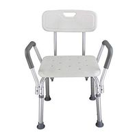 Old Man Bathroom Shower Chair with Back Medical Bath Stool with Armchair Ergonomic Handicap Tub Shower Seats fit for Old People Elderly CST-3052 White
