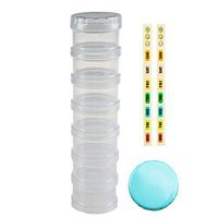 7 Day Pill Organizer Case Stackable Weekly Supplements Vitamins Pills Holder Dispenser Large Clear Transparent with Extra Lid