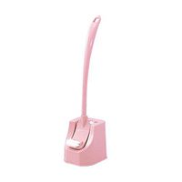 Yamalans Plastic Long Handle Toilet Brush,Bathroom Side Curved Clean Brushes Tool with Base for Corner Bending Deep Cleaning Brush Dust Window Gap Cleaning Tool Pink