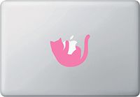 Yadda-Yadda Design Co. Kitty Hanging - Laptop Decal - Copyright 2014-2015 (3.5" w x 3" h) (Pink)