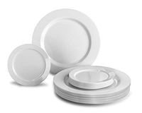 " OCCASIONS" 240 Plates Pack, Heavyweight Premium Disposable Plastic Plates Set 120 x 10.5'' Dinner + 120 x 6.25'' Dessert/Cake Plates (Plain White)