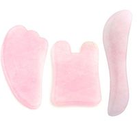 CCbeauty 3 Pcs Natural Rose Quartz Gua Sha Board Guasha Massage Tool SPA Acupuncture Therapy Treatment Scraper