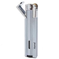 AOMAI 7101 Windproof Jet Torch Flame Butane Viewable Cigar Cigarette Lighter with Lock Silver