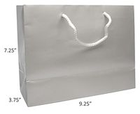 Novel Box® Silver Matte Laminated Euro Tote Paper Gift Bag Bundle 9.25X3.75X7.25 (10 Count) + Custom NB Pouch