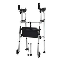 Rolling Walkers Walker, Elderly Disabled, Aluminum Alloy, Trolley, Lower Limb Training, Lightweight Support Arm, Walker (Color : Silver, Size : 6052116CM)