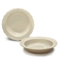 " OCCASIONS" 40 Bowls Pack, Disposable Vintage Wedding Party Plastic Bowls (12 oz Soup Bowl, Verona in Ivory)